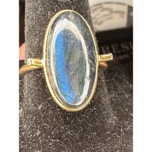 Labradorite Ring 18K Gold Plated Handmade Ring Size 7.75